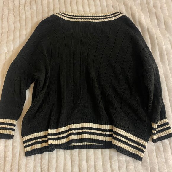🖤 Vintage American Eagle 3/4 Sleeve Oversized Black Cotton Knit Sweater - Picture 3 of 4